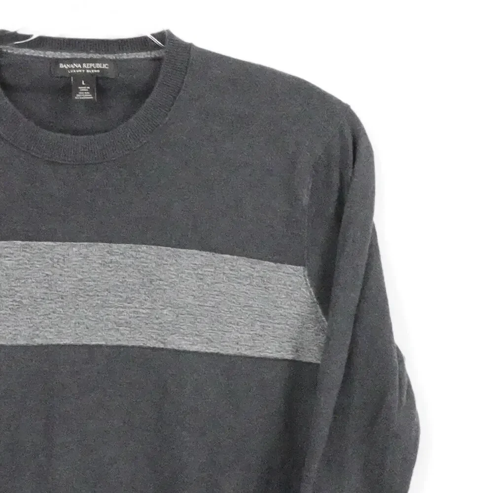 Banana Republic Sweater Men Large Gray Silk Cashmere Crewneck Luxury Knit Casual